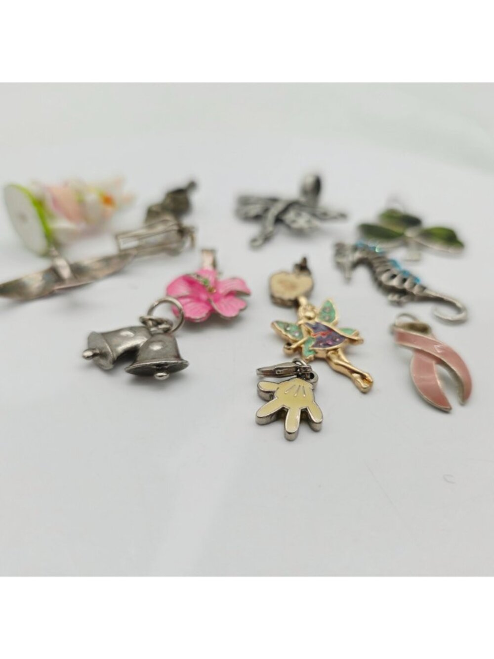 Assorted Charms Pendants Butterfly Seahorse Shamrock Pink Ribbon Fairy Bells - Picture 6 of 7
